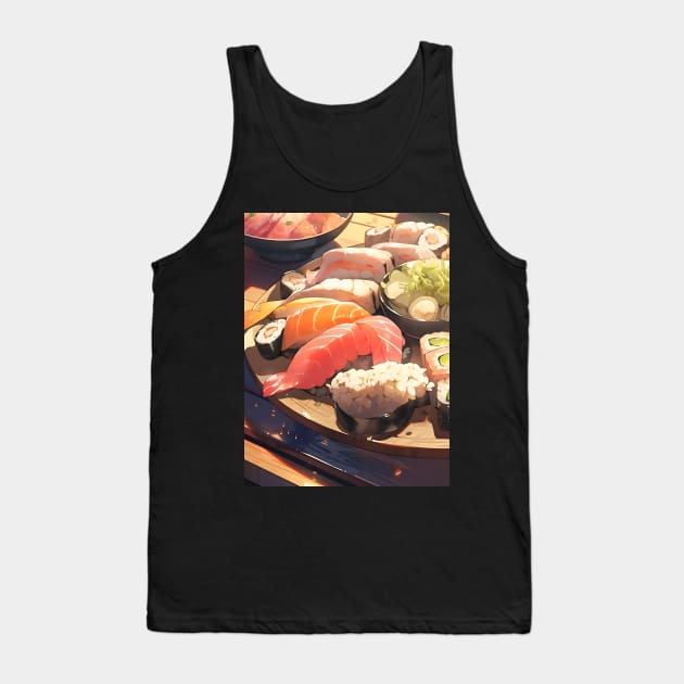 Delicous Japanese Food Sushi - Anime Wallpaper Tank Top by KAIGAME Art